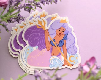 Brown Mermaid with Lavender Hair Sticker | 3" | Cute Pastel Mermaid