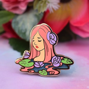 Ophelia Enamel Pin | 1.7" wide | Shakespeare Inspired