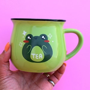 Frogo Tee Tasse | Mikrowellen- & Spülmaschinenfest | Netter Frosch und Tee-Liebhaber Trinkglas