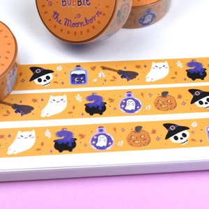 Ruban adhésif Washi pour Halloween à bulles effrayantes chaudron | Décoration pour emballage cadeau, albums de coupures, journaux, agendas