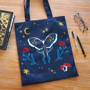 Believe in Magic Moth Tote Bag  | 14&quot; x 15&quot; | Reusable Bag