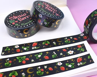 Strawberry Sparkles Washi Tape | Decoration for Gift Wrap, Scrapbooks, Journals, Planners
