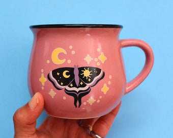Star Child Moth Mug | Microwave & Dishwasher Safe | Enchanting Moth Drinkware