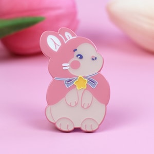 Wish the Celestial Bunny emaille pin | 1,5" hoog | Schattige witte konijnenspeld