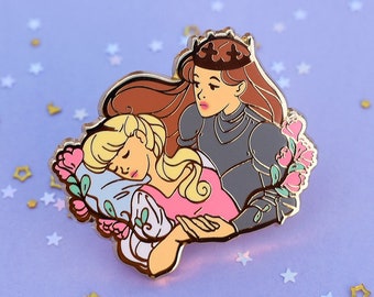 Sapphic Sleeping Beauty Enamel Pin | 1.7" tall | Fairy Tale Inspired