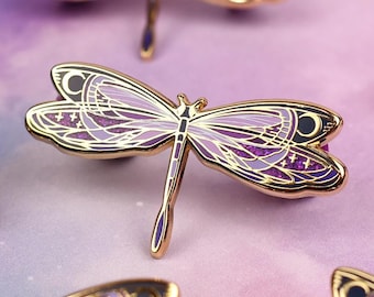 Nighttime Dragonfly Enamel Pin | 1.9" wide | Cute Nature Pin