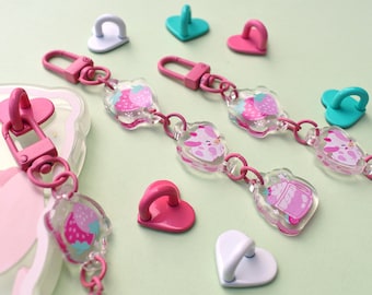 Strawberry Milk Keychain | ~5" long | Cute Pink Cow Linking Charms