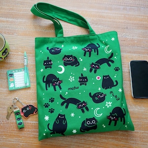 Cats! Tote Bag | 14&quot; x 15&quot; | Cute Black Cat Bag
