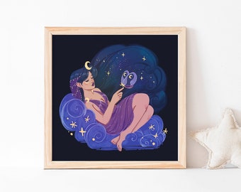 Nyx Goddess 8"x8" Art Print | Greek Mythology Wall Art