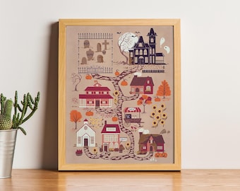 Fall Village 8"x10" Art Print