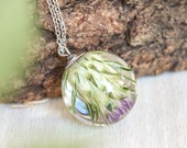 Thistle necklace, Real flower necklace, Scottish jewelry for women, Purple flower necklace, Real thistle necklace, Nature inspired gifts
