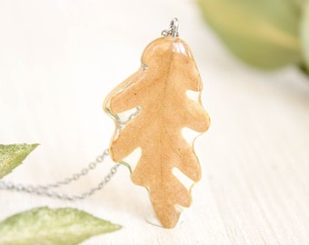 Oak necklace, Real leaf necklace, Fall leaf necklace, Oak jewelry, Nature inspired necklace, Oak leaf jewelry, Autumn necklace, Acorn leaf