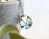 Small butterfly necklace, Light blue butterfly necklace, Special birthday gift for daughter, Butterfly resin necklace, Tiny pendant necklace