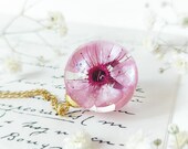 Pink flower necklace, Real Sakura Flower necklace, Dainty floral necklace, Cherry blossom gift for her, Floral jewellery, Spring accessories