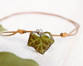 Plant choker necklace, Real leaf necklace, Boho choker necklace for women, Ivy leaf jewelry, Rustic choker necklace, Nature jewelry handmade