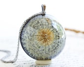 Dandelion necklace, Real flower jewelry, Dried flower necklace, Dandelion wish necklace, Good luck gift, Dandelion seed jewelry Gift for her