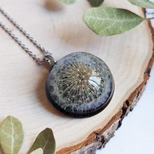 Dandelion resin necklace Real dandelion necklace Make a wish jewelry Black pendant necklace Dandelion jewelry Gifts for her birthday