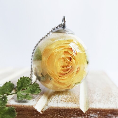 Real Rose Pendant Dried Rose Pendant 