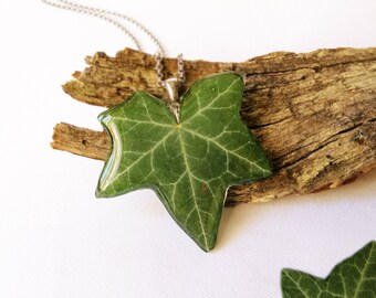 Collar de Hoja Verde Real para Mujer Joya para Amante de la Naturaleza