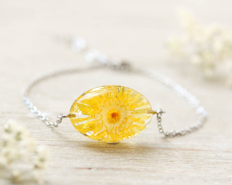 Yellow flower necklace, Real dandelion necklace, Birthday gifts, Yellow dandelion jewelry, Dandelion resin necklace, Resin flower necklace image 8