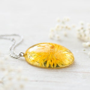 Yellow flower necklace, Real dandelion necklace, Birthday gifts, Yellow dandelion jewelry, Dandelion resin necklace, Resin flower necklace image 4