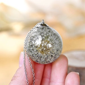 Resin Necklace, Real Dandelion Necklace, Resin sphere necklace, Meaningful gift for her, Resin necklace, Wish necklace, Dandelion jewelry image 8