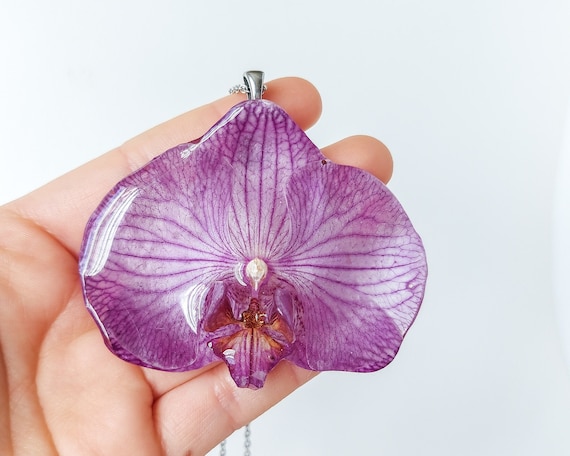 Purple Orchid Necklace Real Orchid 