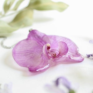 Real flower necklace, Pressed orchid necklace, Orchid jewelry for women, Large choker necklace, Statement flower necklace, Gifts for women image 6