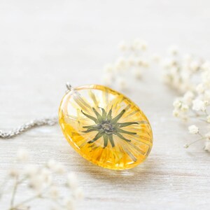 Yellow flower necklace, Real dandelion necklace, Birthday gifts, Yellow dandelion jewelry, Dandelion resin necklace, Resin flower necklace image 5