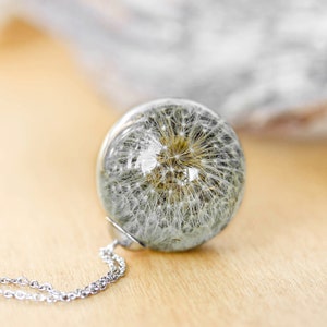 Resin Necklace, Real Dandelion Necklace, Resin sphere necklace, Meaningful gift for her, Resin necklace, Wish necklace, Dandelion jewelry image 2