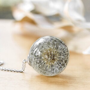 Resin Necklace, Real Dandelion Necklace, Resin sphere necklace, Meaningful gift for her, Resin necklace, Wish necklace, Dandelion jewelry image 4