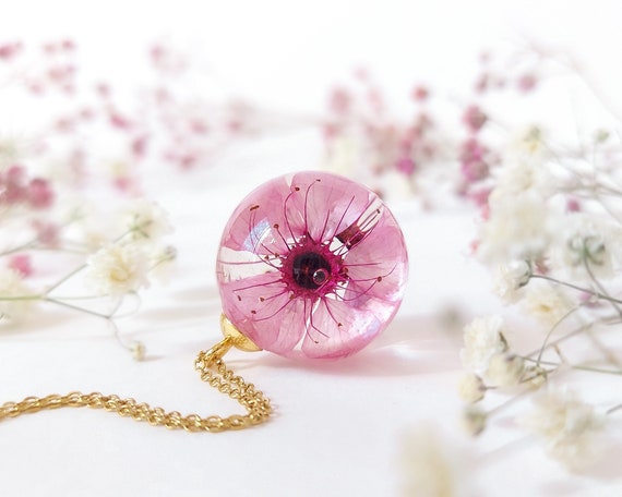 Cute Pink Cherry Blossom Necklace