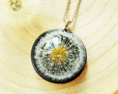 Dandelion necklace, Real flower jewelry, Dried flower necklace, Dandelion wish necklace, Good luck gift, Dandelion seed jewelry Gift for her