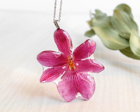 Pressed Orchid Flower Necklace Orchid Resin Necklace Gifts for Mother Birthday Preserved Flower Jewelry Mom Birthday Gifts From Daughter Etsy Canada