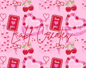 Valentine's Day Seamless Pattern | Hearts & Love Digital Paper (PNG File)
