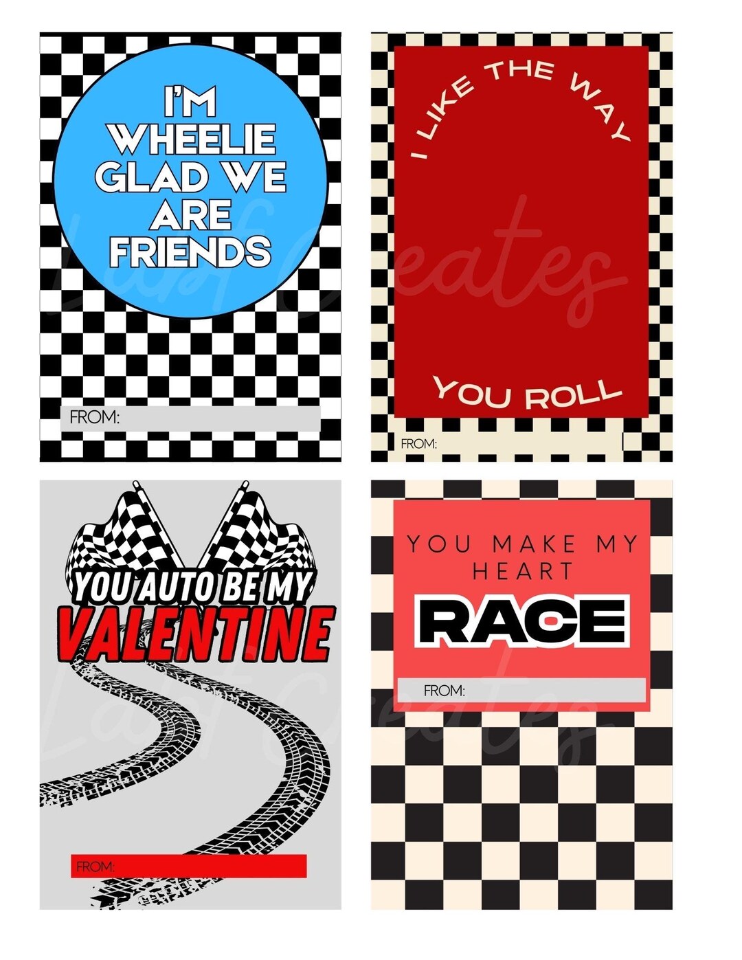 Racing Valentine Cards Printable for Kids Classroom | Race Car ...