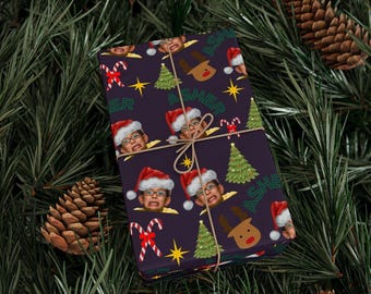 Custom Photo Christmas Wrapping Paper | Personalized Faces & Names