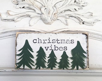 Vintage Christmas, holiday gift, Wood signs, merry Christmas, rustic home decor, Christmas tree painting, gift for anyone, this Sweet home