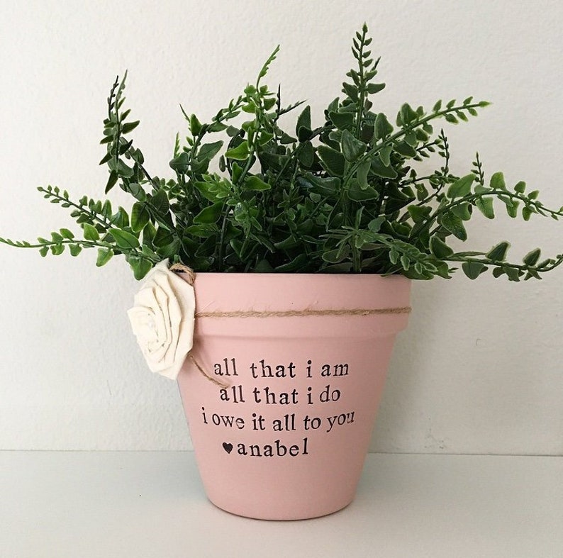 Mother of the bride gift from daughter,all that I am I owe to you, personalized flower pot for mom Mothers Day, This Sweet Home image 1