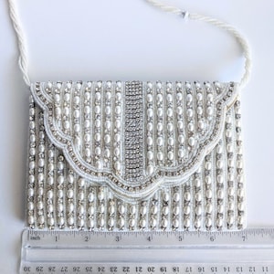 Vintage White Hand Beaded Satin Wedding/Evening purse