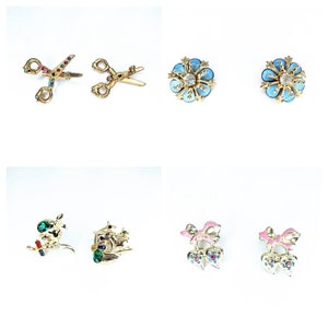 Scatter Pins: Mini Rhinestone/Enamel Brooch Pairs