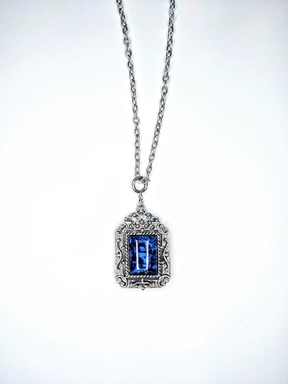 Vintage Sarah Coventry Silver Tone/Faux Lapis - image 1