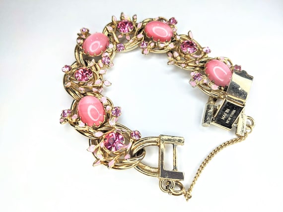 1950s Vintage Pearl, Pink Glass and Rhinestone Bracelet - Etsy