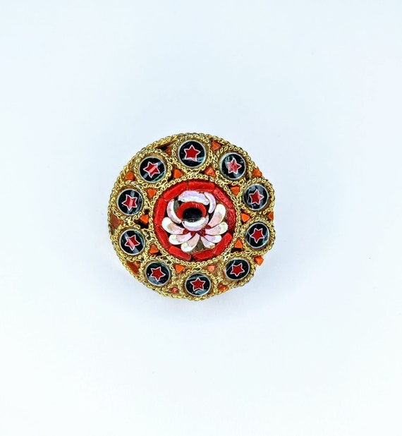 Italian Micro Mosaic Rose Brooch