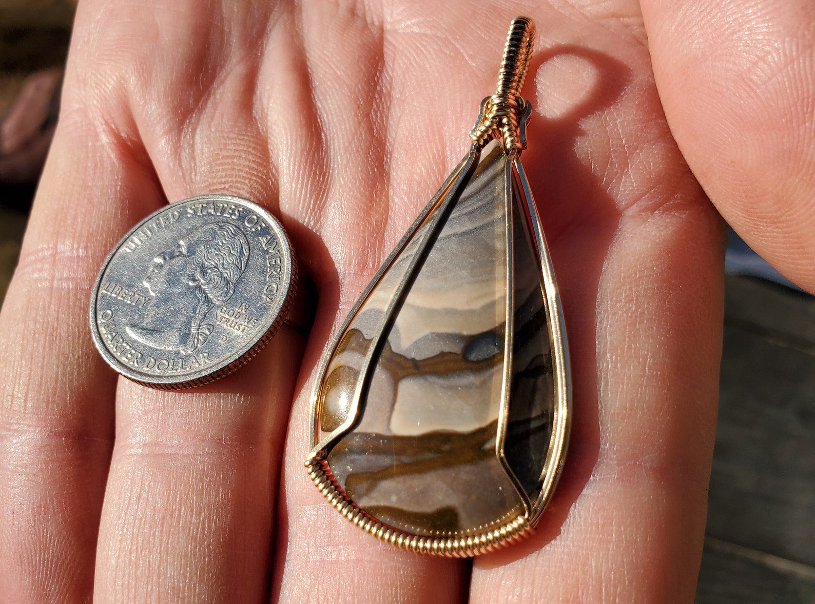 Picture Jasper Pendant Etsy