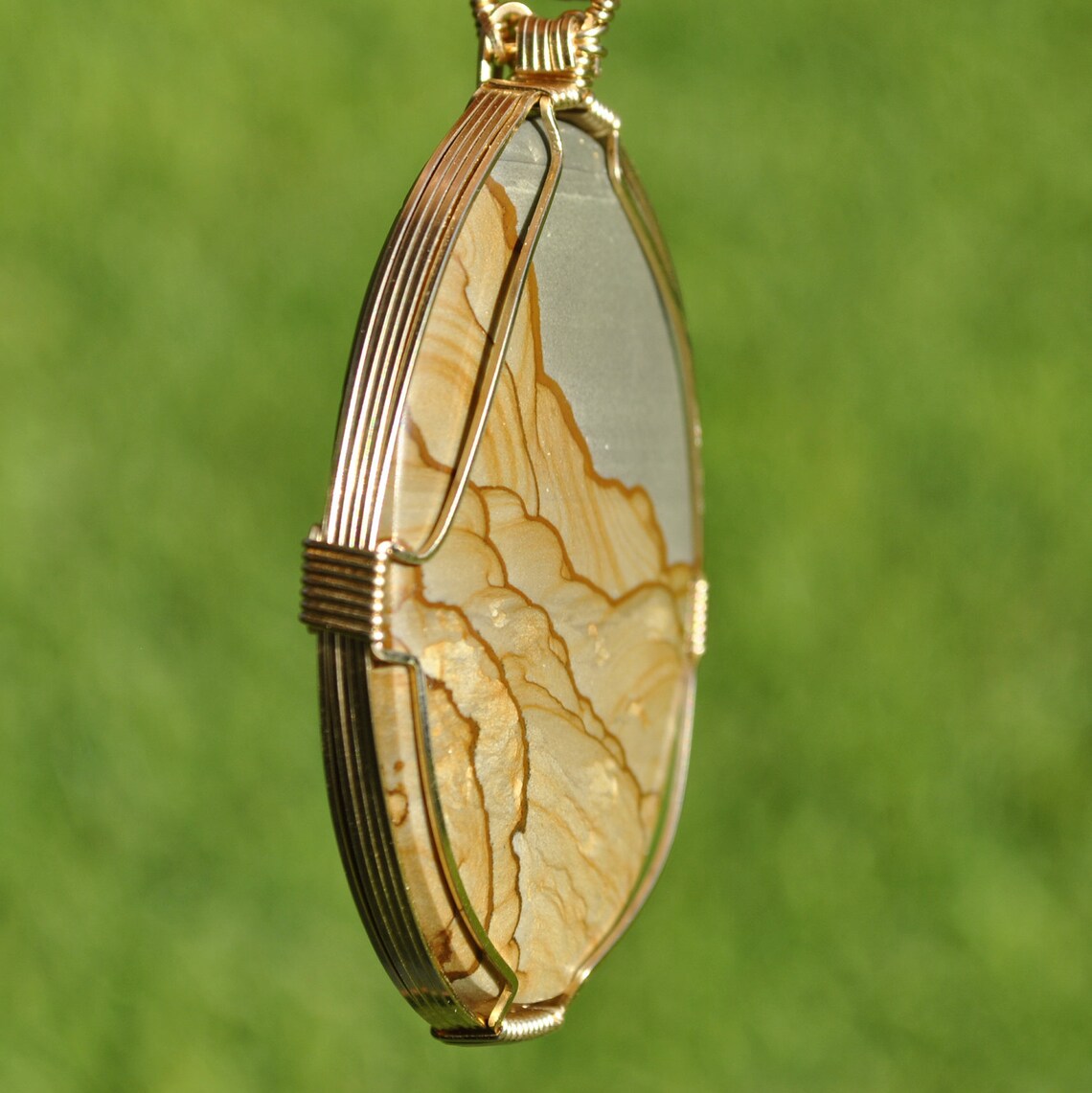 Cripple Creek Jasper Pendant Gold Wire Wrapped Handmade Etsy