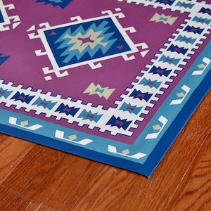 Canvas Floor Cloth - &quot;The Malibu&quot;  Hand Painted Rug or mat