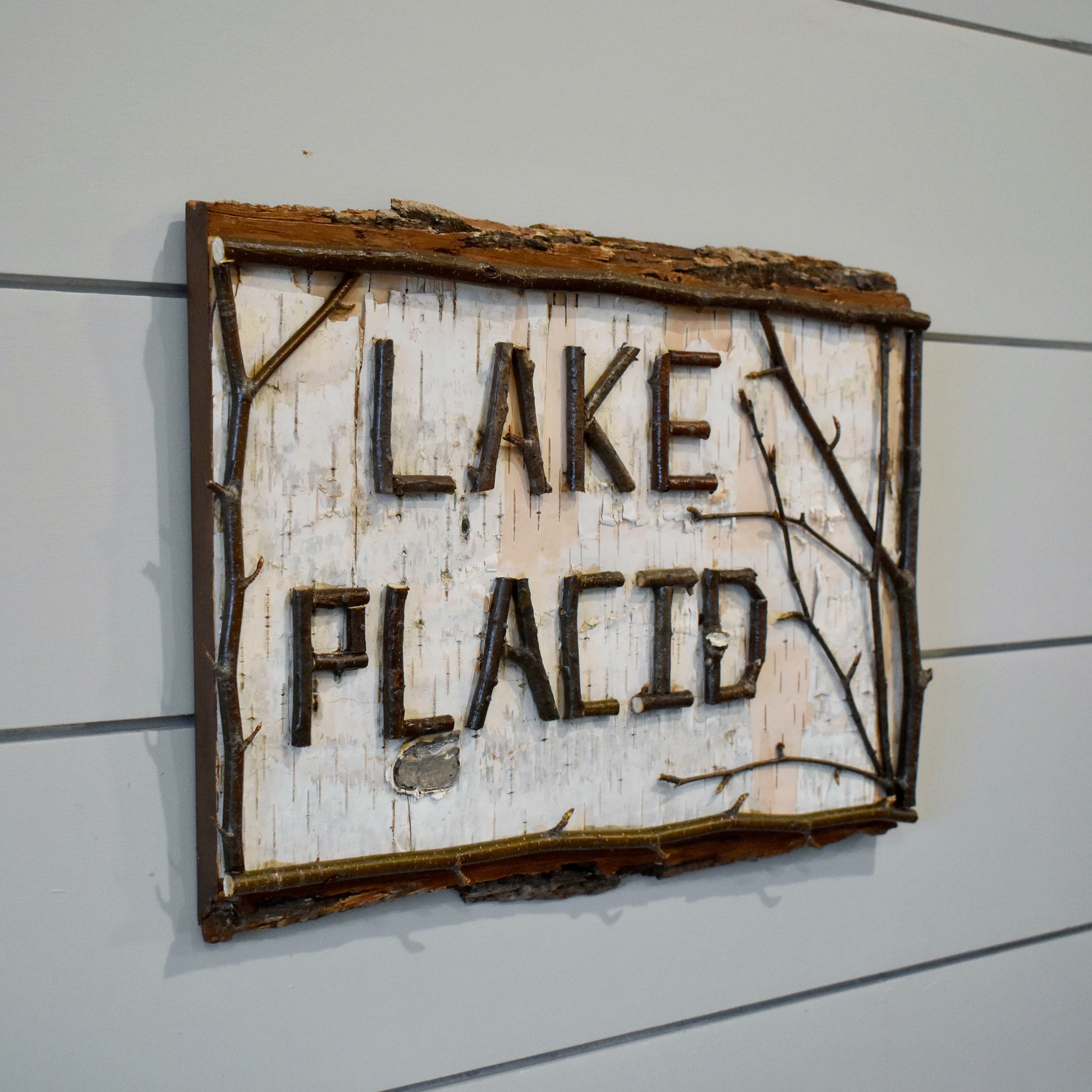 Adirondack Birch and Wood LAKE PLACID Sign Etsy