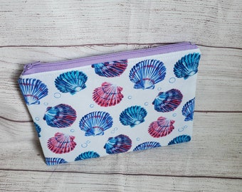 Seashell Zipper Pouch, Cosmetic Makeup Bag, Lined Zipper Bag, Travel  Pouch, Pencil Case, Stocking Stuffer, Notion Bag, Beach Lover Gift