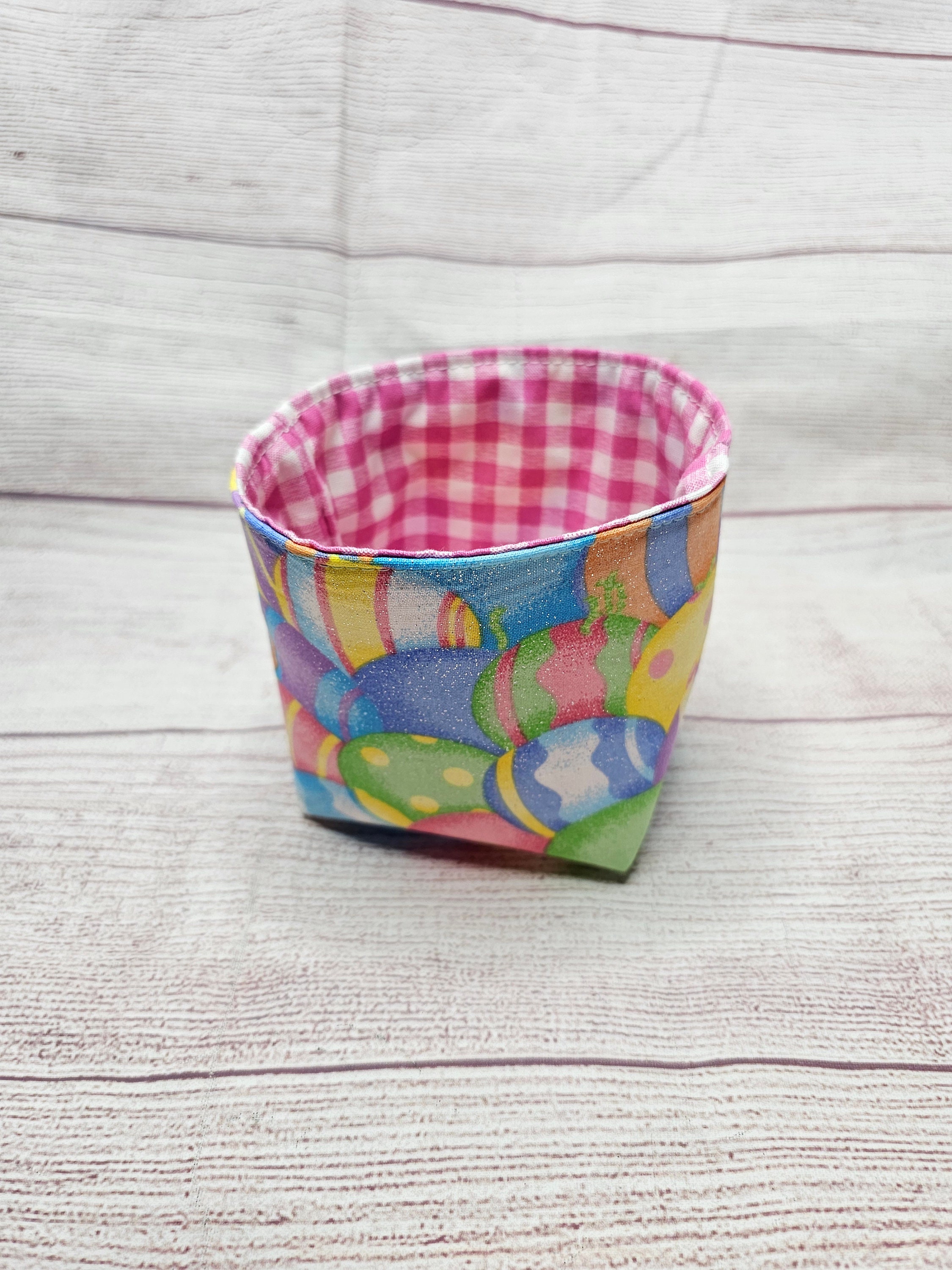MINI Easter egg basket bag, party favor, colorful eggs, small basket for party, candy bag, gift basket, Easter sunday container, gingham